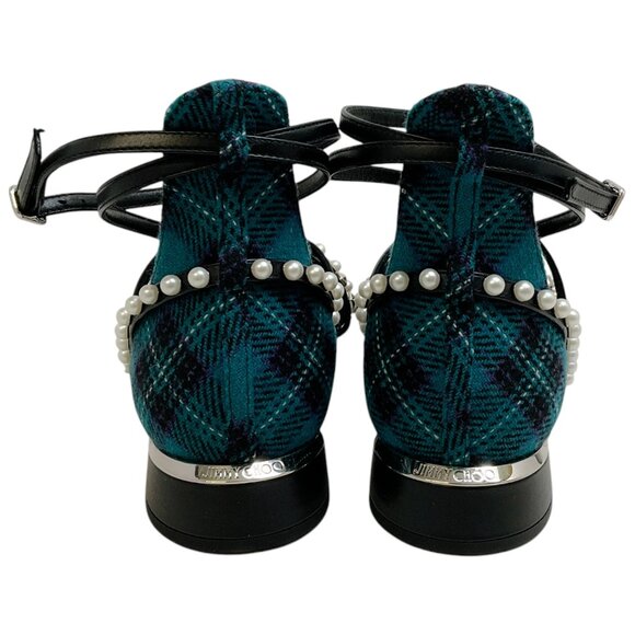 Jimmy Choo Peacock / Silver Tartan Celestia 25 Flats - Picture 5 of 9